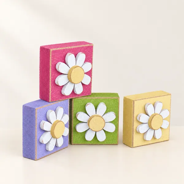 4 Block Set with Daisies