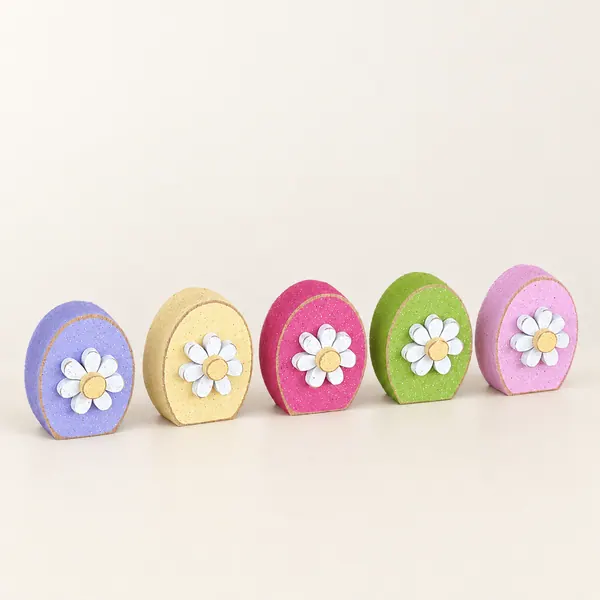 5 Egg Shaped block set with Daisies