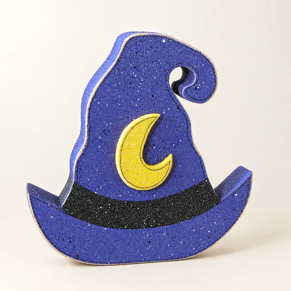 7.5"x 7.5" Witch Hat block on a stand — handmade wooden decor, photo 1