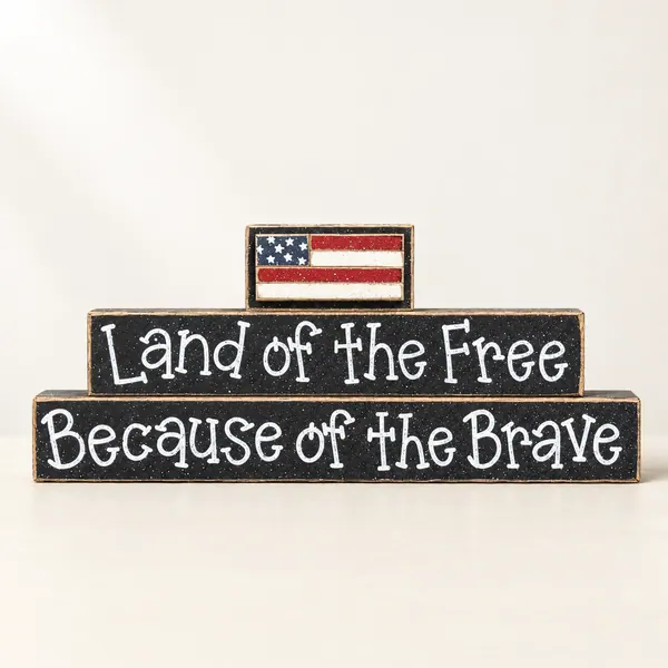 Americana Decor Blocks, Land of the Free, July 4th Tiered Tray Decor