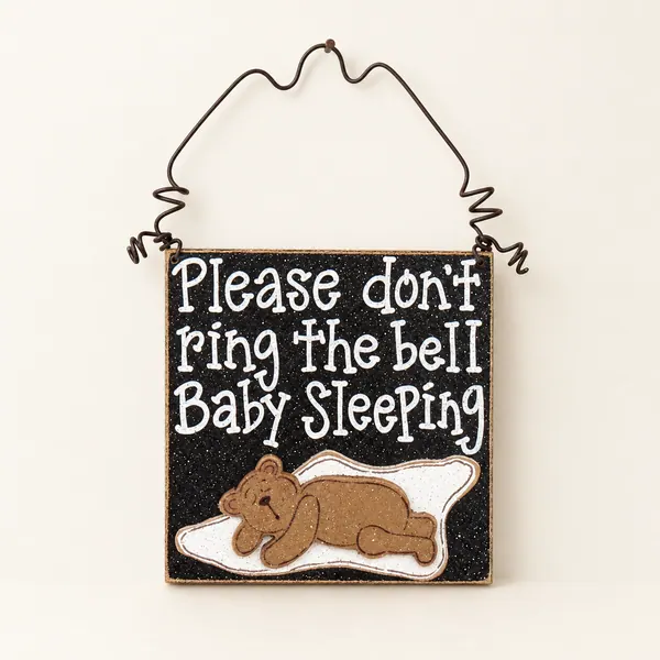 Baby Sleeping Sign - Bear Nursery Decor, Handmade USA