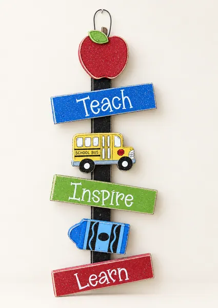 Back to School Apple Bus Crayon Hanging Decor Sign