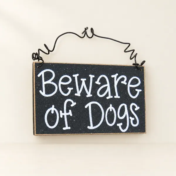 Beware of Dogs Sign - Black Hanging Sign, USA Hand Crafted