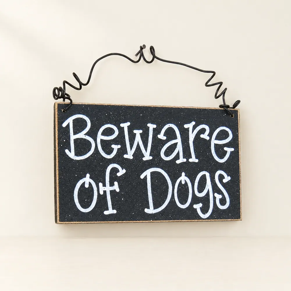 Beware of Dogs Sign - Black Hanging Sign, USA Hand Crafted — handmade wooden decor, photo 1
