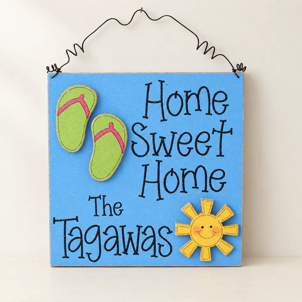 Custom Hand Painted Family Name Sign with Accents — handmade wooden decor, photo 1