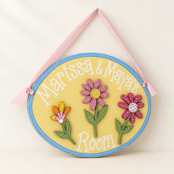 Custom Hand-Painted Oval Name Sign, Personalized Kids Room Decor