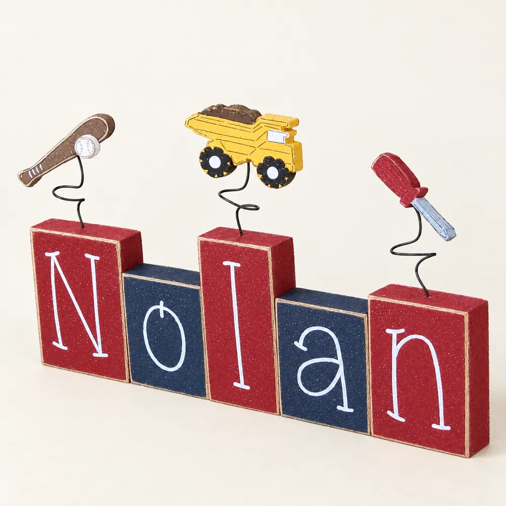 Custom Name or Word Blocks – Style 1 — handmade wooden decor, photo 1