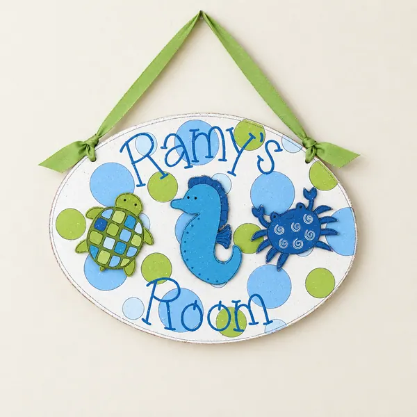 Custom Name Sign, Hand-Painted Nursery Decor with Sea Life Accents