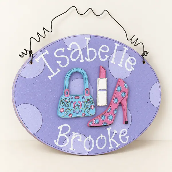 Custom Name Sign, Hand Painted Oval Decor, Children's Room