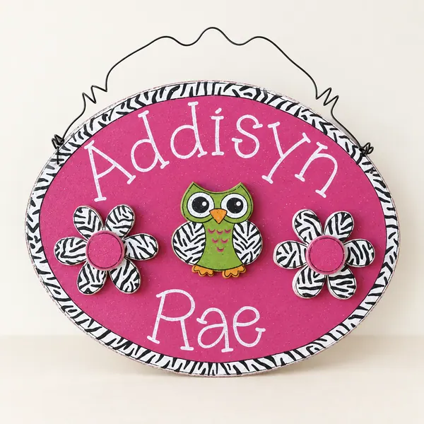 Custom Oval Name Sign, Bird, Owl, Butterfly Decor
