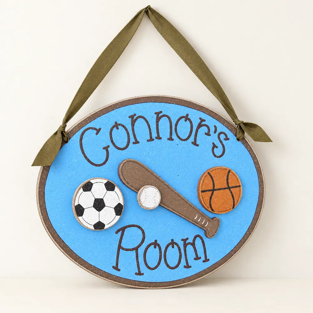 Custom Painted Kids Name Sign, Sports Accents, Handmade Decor — handmade wooden decor, photo 1