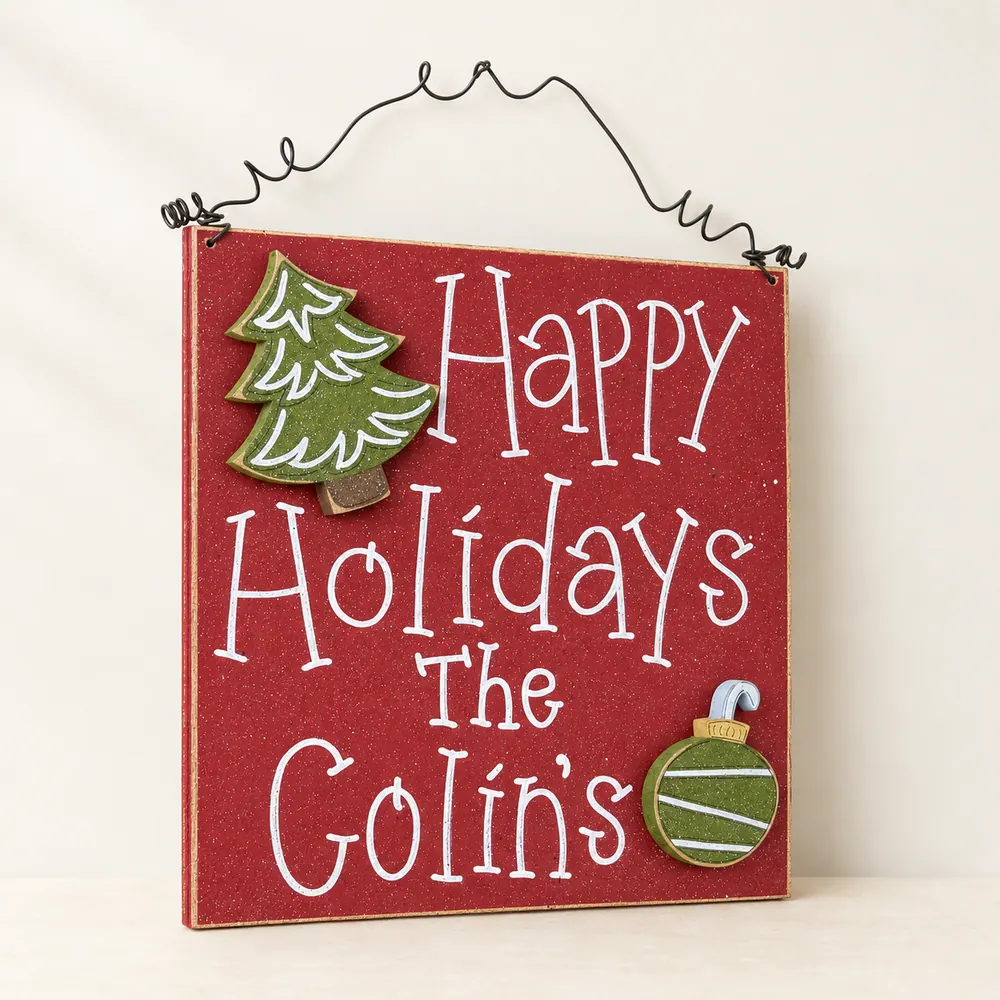 Custom Personalized Name, Family, Holiday Sign — handmade wooden decor, photo 1