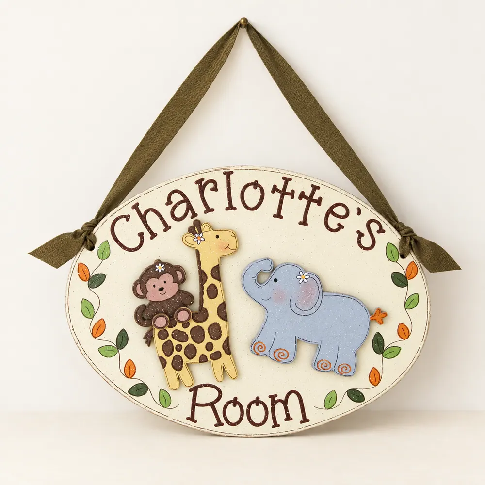 Custom Personalized Name or Word Oval Sign – Style 21 — handmade wooden decor, photo 1