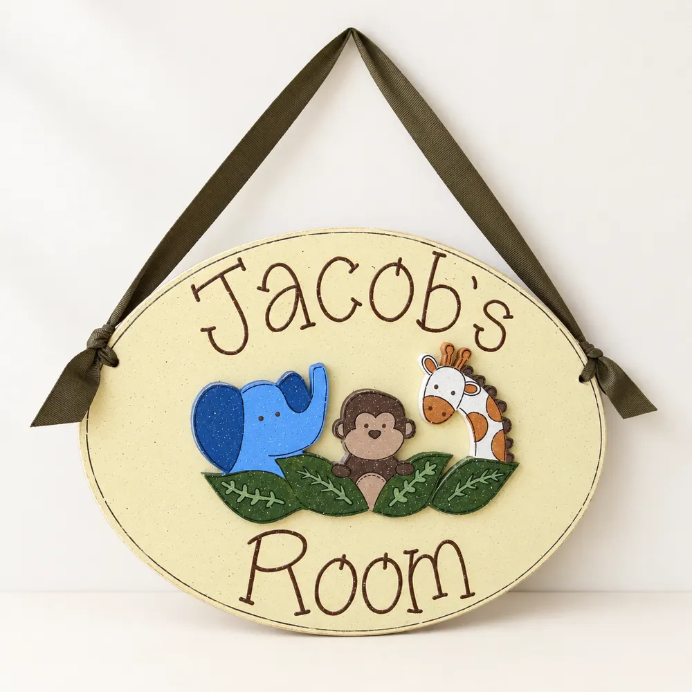 Custom Personalized Name or Word Oval Sign – Style 24 — handmade wooden decor, photo 1