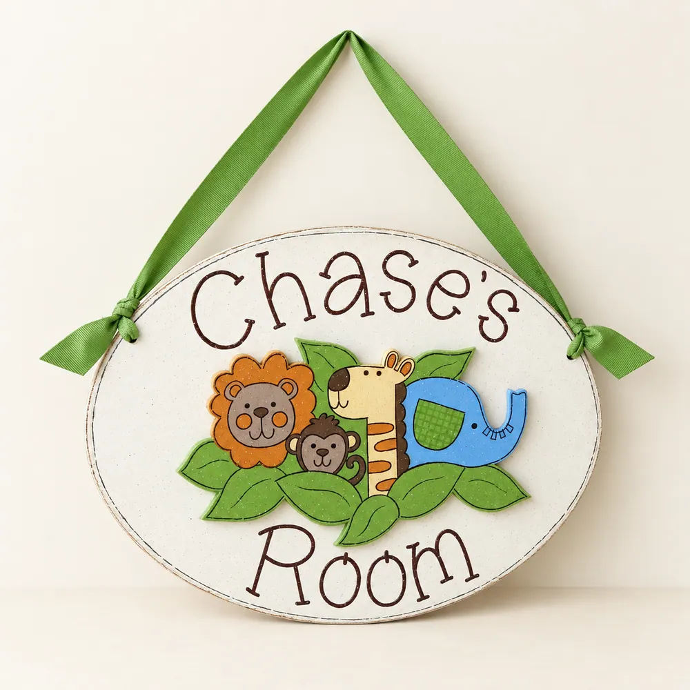 Custom Personalized Name or Word Oval Sign – Style 8 — handmade wooden decor, photo 1