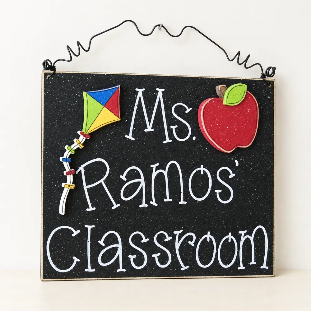 Custom Teacher Personalized Name or Word Sign – Style 9 — handmade wooden decor, photo 1