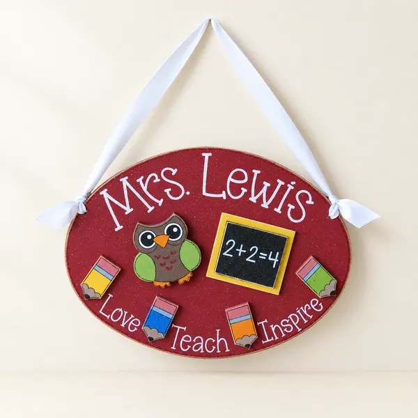 Custom Teacher Sign, Personalized Oval Classroom Decor