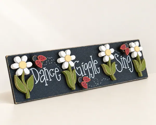 Daisy Ladybug Sign, Dance Giggle Sing, Girl Room Decor