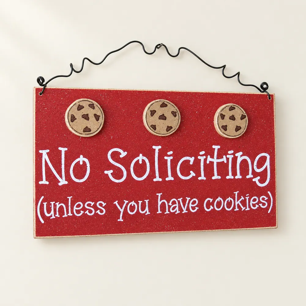 Funny No Soliciting Sign – Cookie Accent Decor, USA Made — handmade wooden decor, photo 1