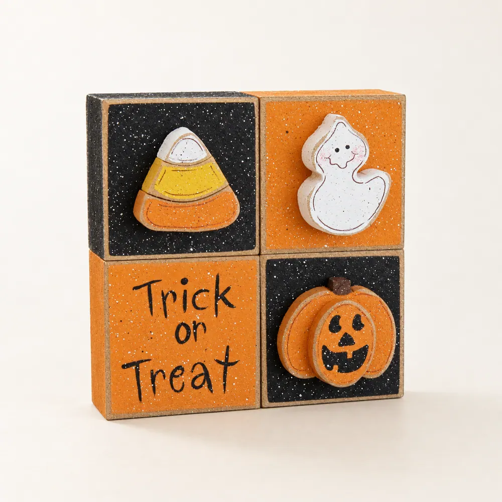 Halloween Decor Blocks, Jackolantern, Candy Corn, Ghost, Trick or Treat — handmade wooden decor, photo 1