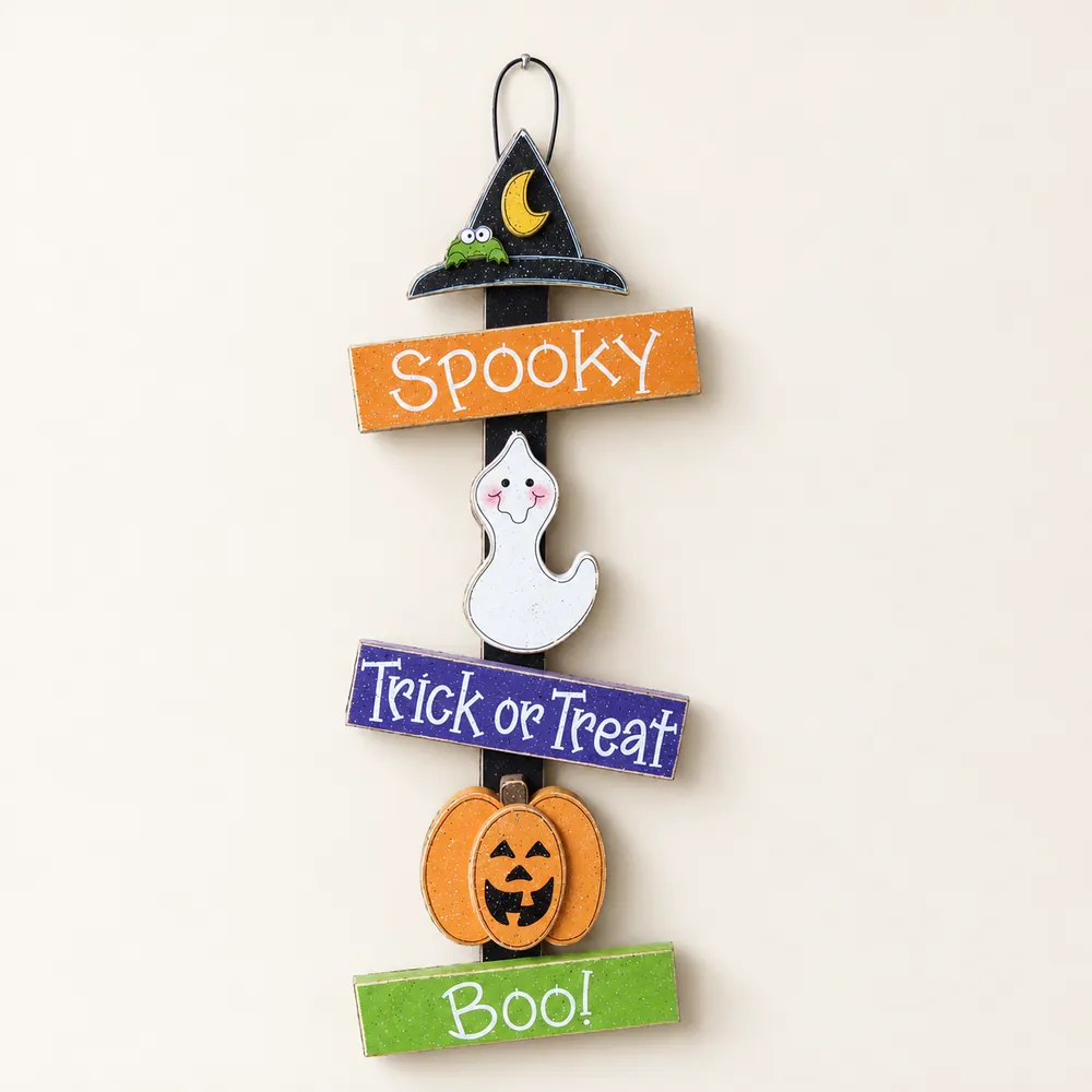 Halloween Thoughts, witch hat, ghost, jackolantern, wall, door, office, and home decor — handmade wooden decor, photo 1