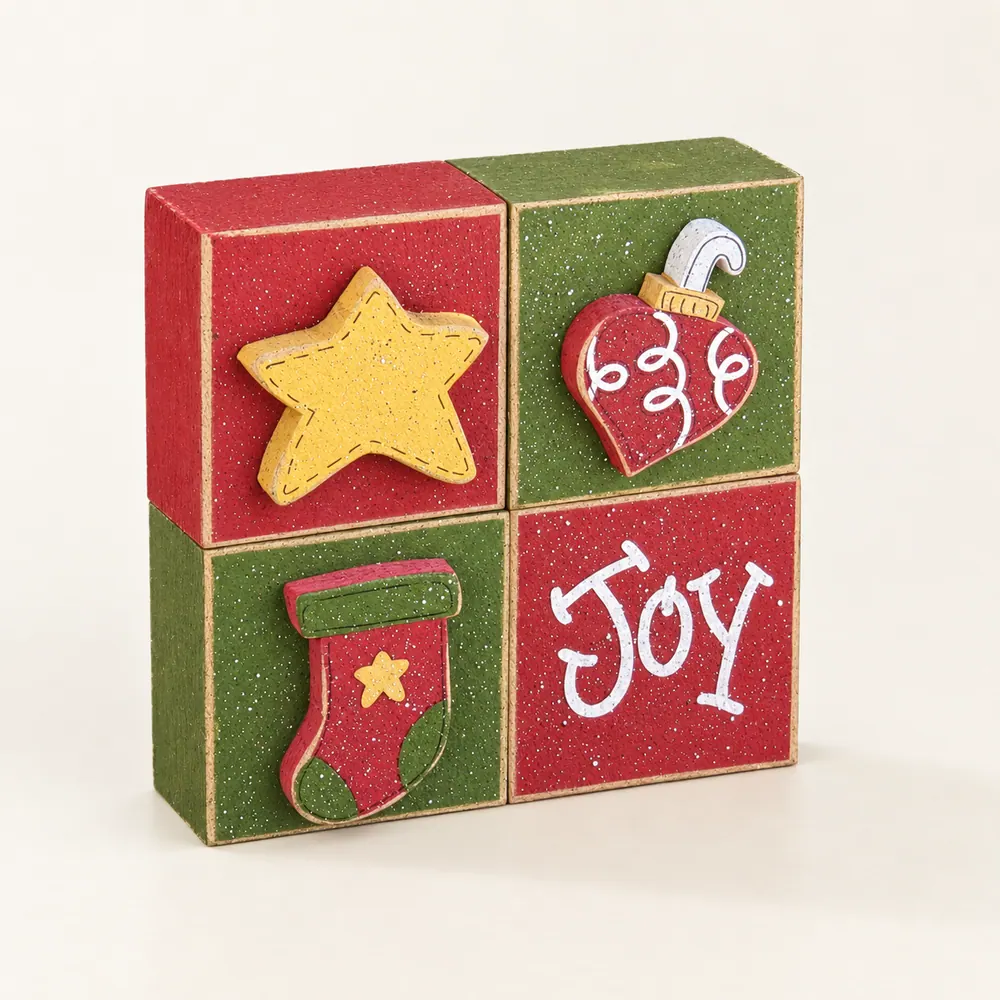 Hand Crafted Christmas Block Set, Holiday Home Decor — handmade wooden decor, photo 1