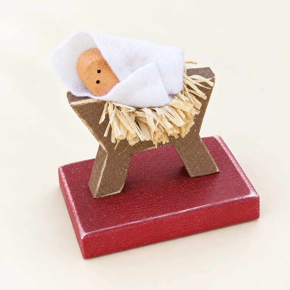 Hand Crafted Wooden Baby Jesus Manger, Christmas Nativity Decor — handmade wooden decor, photo 1