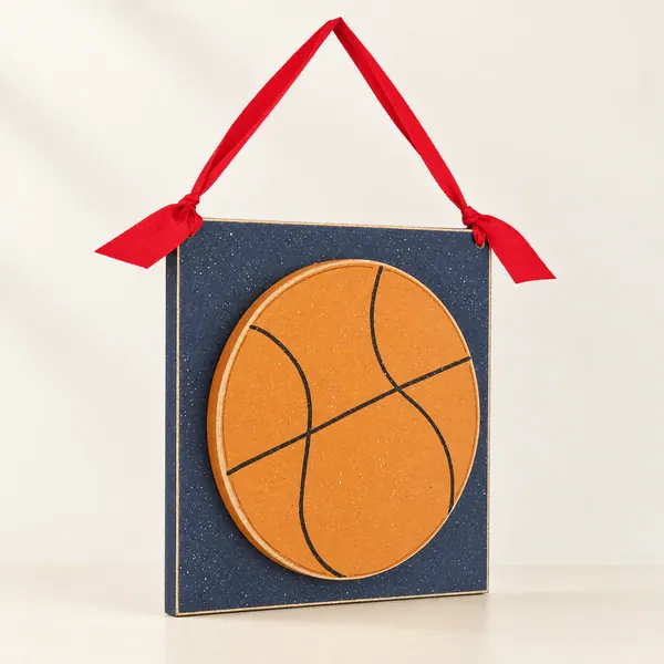 Handcrafted 10-inch Basketball Door Hanger, Boy's Room Decor