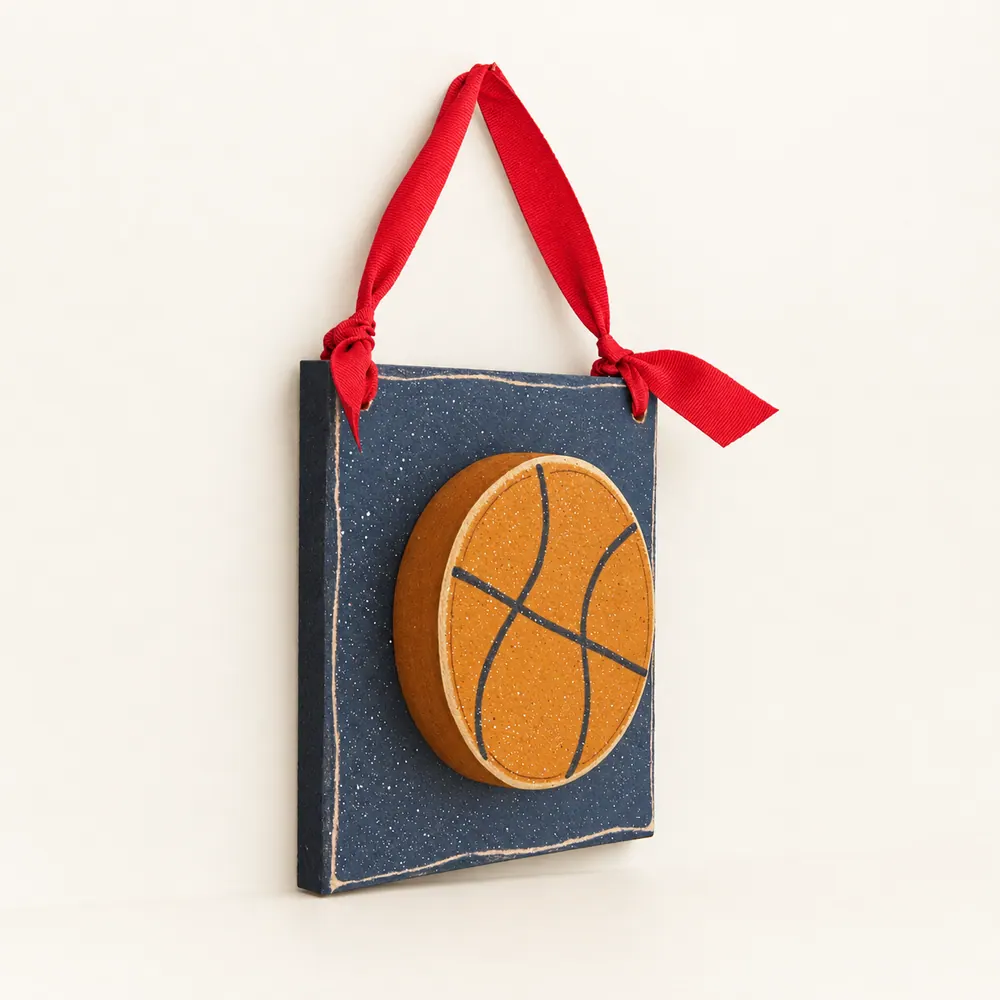 Handcrafted 3D Basketball Wall Decor, Boy's Room Hanging — handmade wooden decor, photo 1