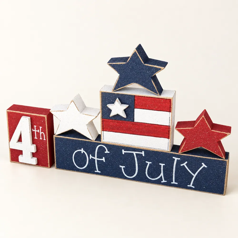 Handcrafted 4th of July Block Set, Patriotic Decor — handmade wooden decor, photo 1