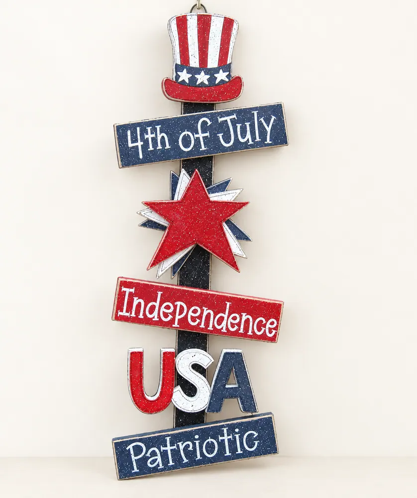 Handcrafted 4th of July Hanging Sign, Patriotic USA Decor — handmade wooden decor, photo 1