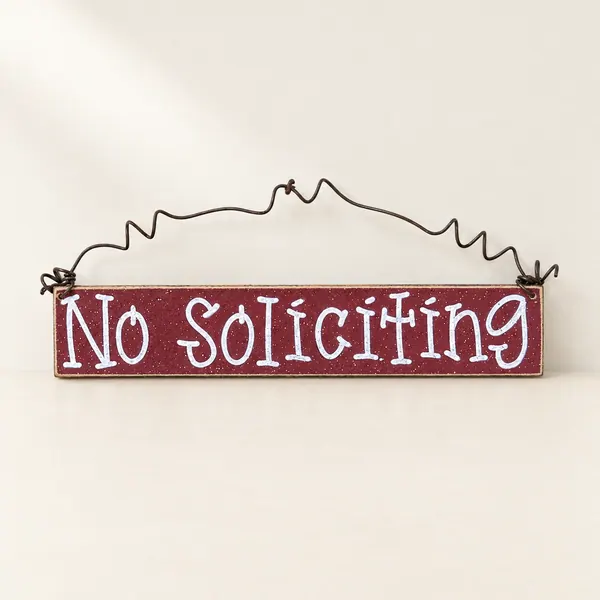 Handcrafted Barn Red No Soliciting Sign