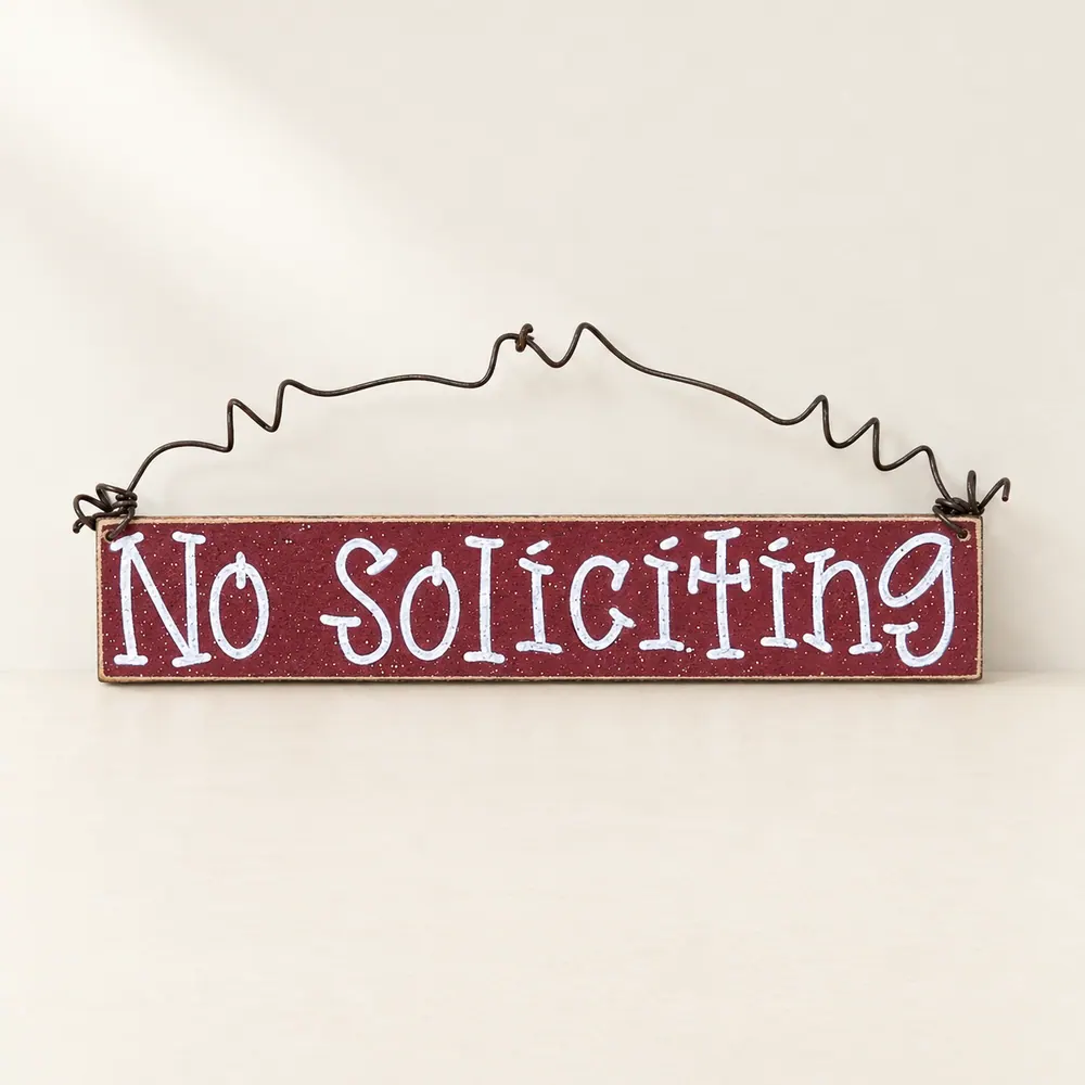 Handcrafted Barn Red No Soliciting Sign — handmade wooden decor, photo 1