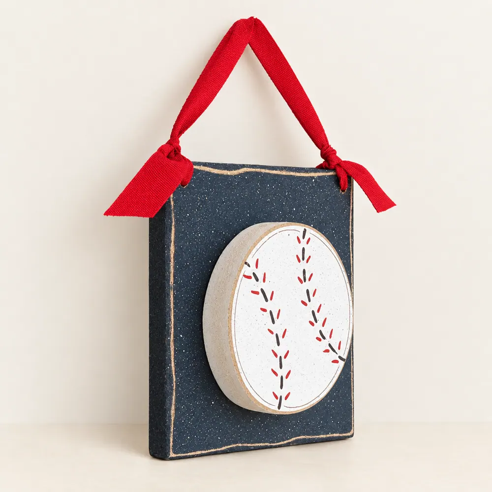 Handcrafted Baseball Sign, Boy's Room Decor, 6 Inch Hanging Art — handmade wooden decor, photo 1