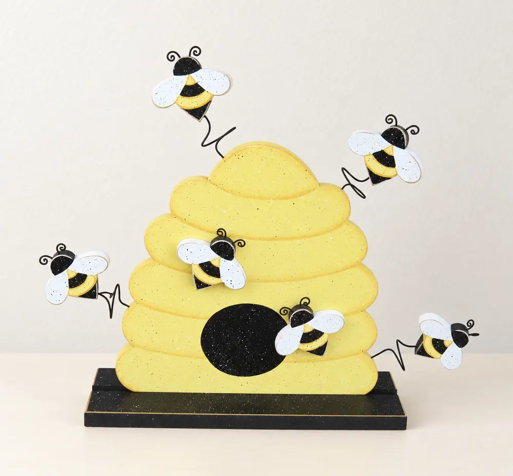 Handcrafted Bee Hive Decor with Bees, USA Made — handmade wooden decor, photo 1