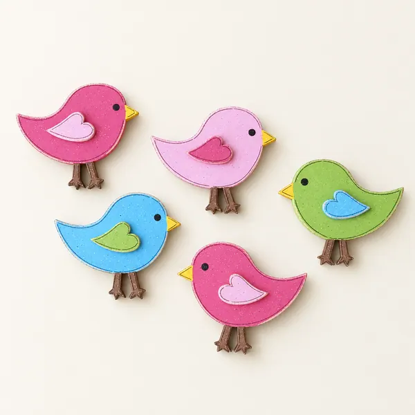 Handcrafted Bird Wall Decor, Set of 5, Nursery or Girl Room