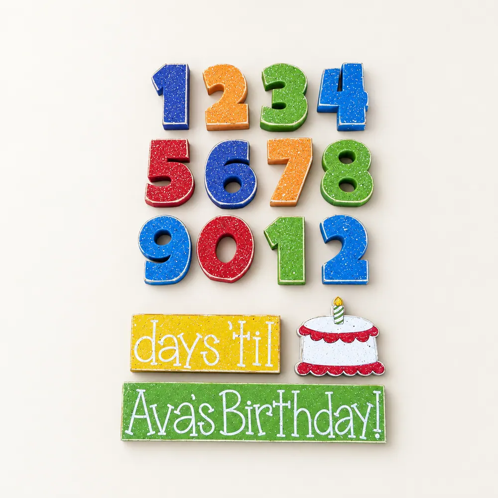Handcrafted Birthday Countdown Blocks, Colorful Table Decor — handmade wooden decor, photo 1