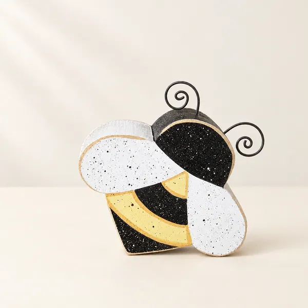 Handcrafted Bumble Bee Block, Spring Home Decor