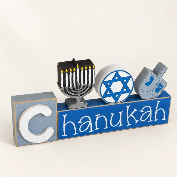Handcrafted Chanukah Blocks, Menorah, Star of David, Dreidel Decor