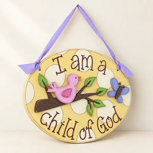 Handcrafted "Child of God" Sign, Bird and Butterfly Decor