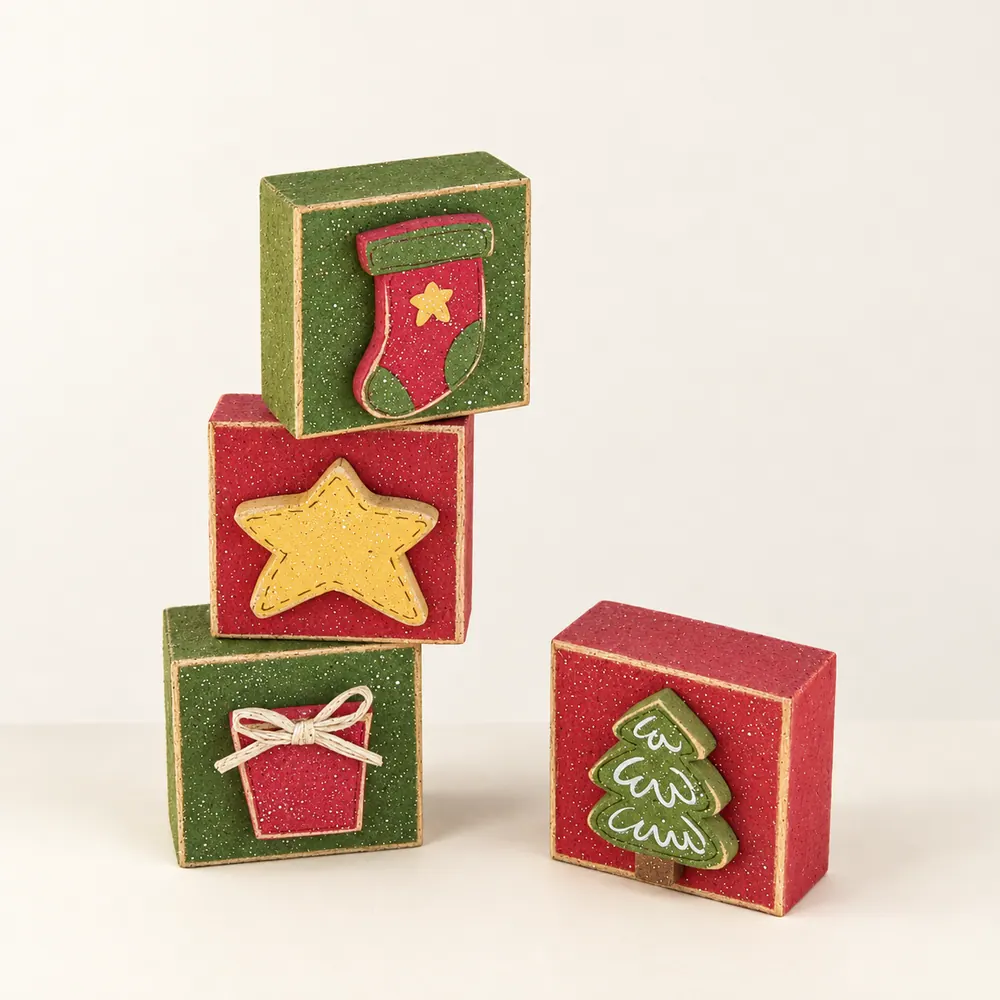 Handcrafted Christmas Block Set, Holiday Home Decor — handmade wooden decor, photo 1