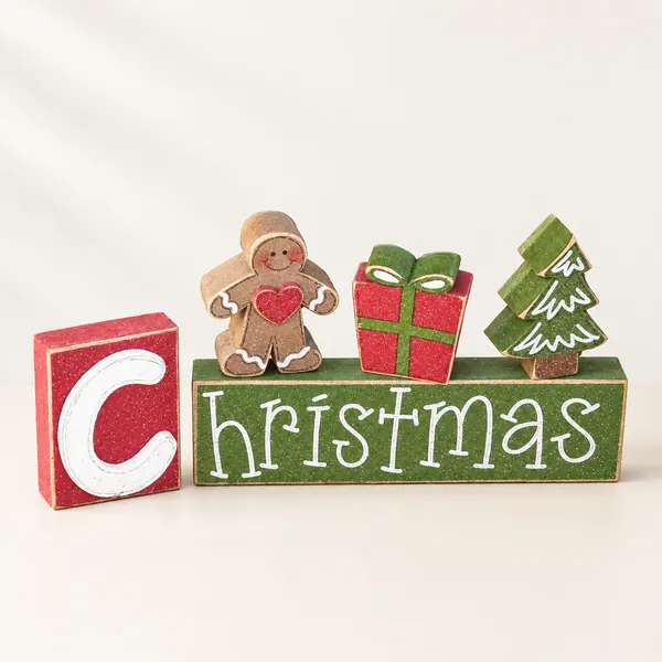 Handcrafted Christmas Blocks, Holiday Home Decor