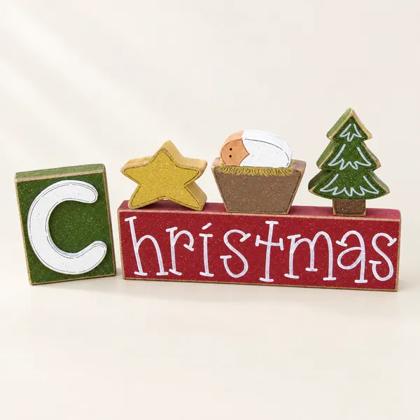 Handcrafted Christmas Blocks, Nativity Scene, Holiday Home Decor