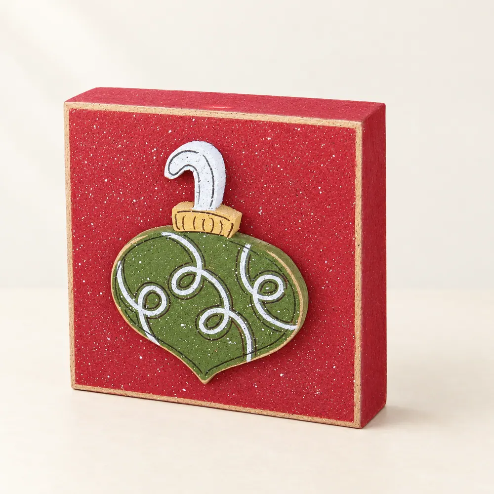 Handcrafted Christmas Ornament Red Block Decor — handmade wooden decor, photo 1