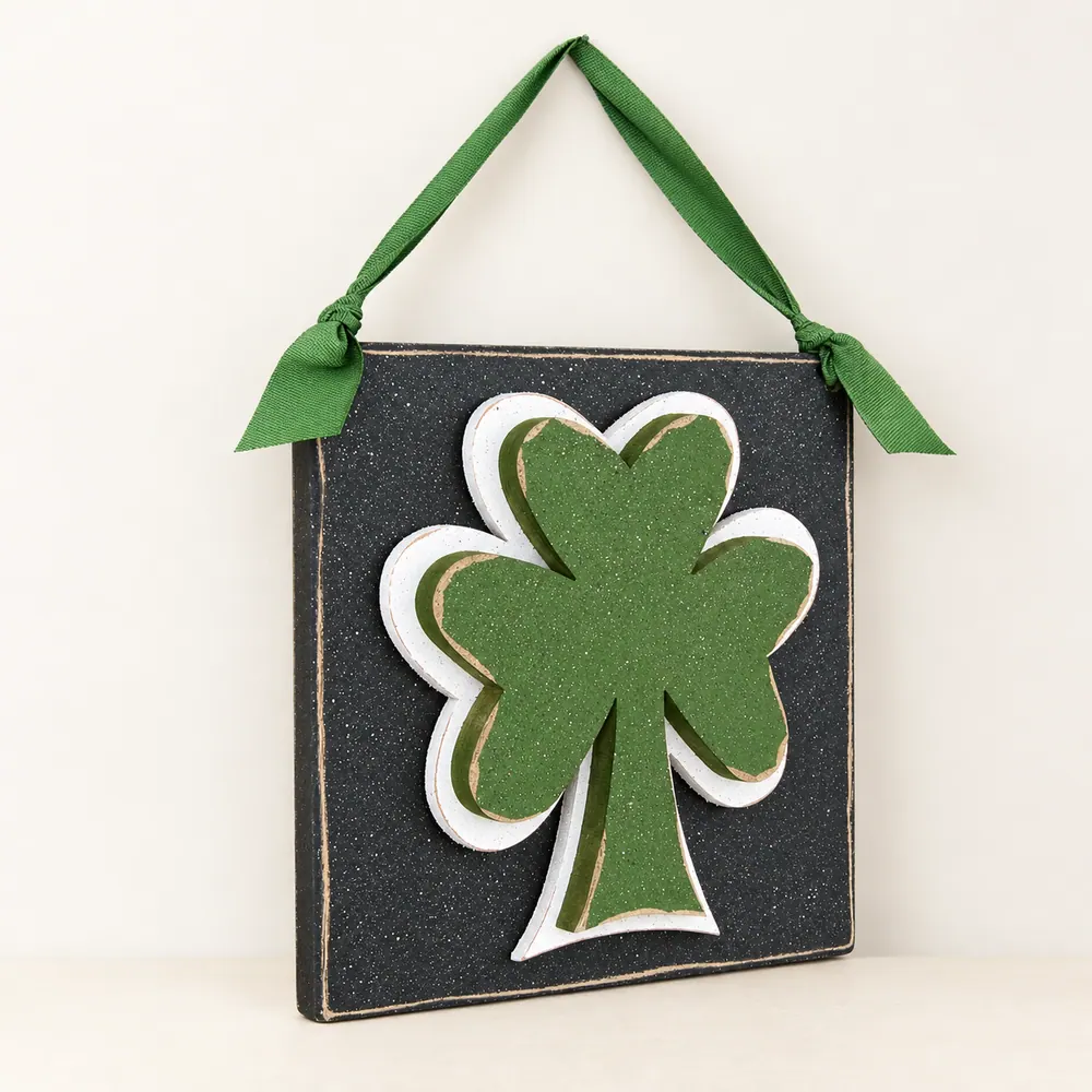Handcrafted Clover Door Hanger, St. Patrick's Day Decor — handmade wooden decor, photo 1