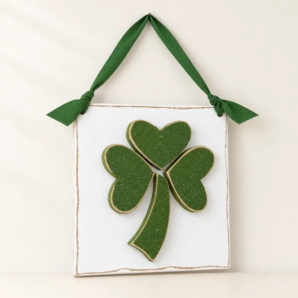 Handcrafted Clover Door Hanger, St Patricks Day Wall Decor