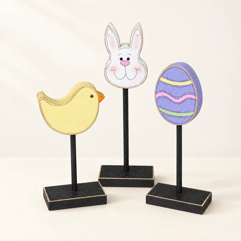 Handcrafted Easter Block Set, Bunny, Chick, Egg Decor — handmade wooden decor, photo 1