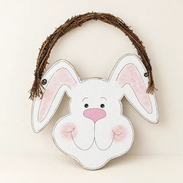 Handcrafted Easter Bunny Door Hanger, Spring Decor