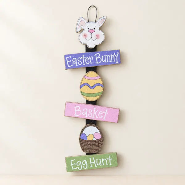 Handcrafted Easter Bunny Hanging Sign, Easter Egg Decor