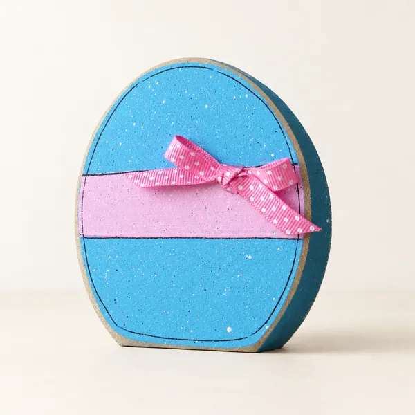Handcrafted Easter Egg Block, Aqua and Pink Spring Decor